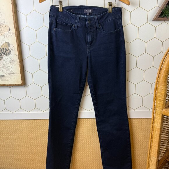 NYDJ Marilyn Straight-Leg Dark Wash Denim Jeans - Size - 4P - Picture 6 of 6